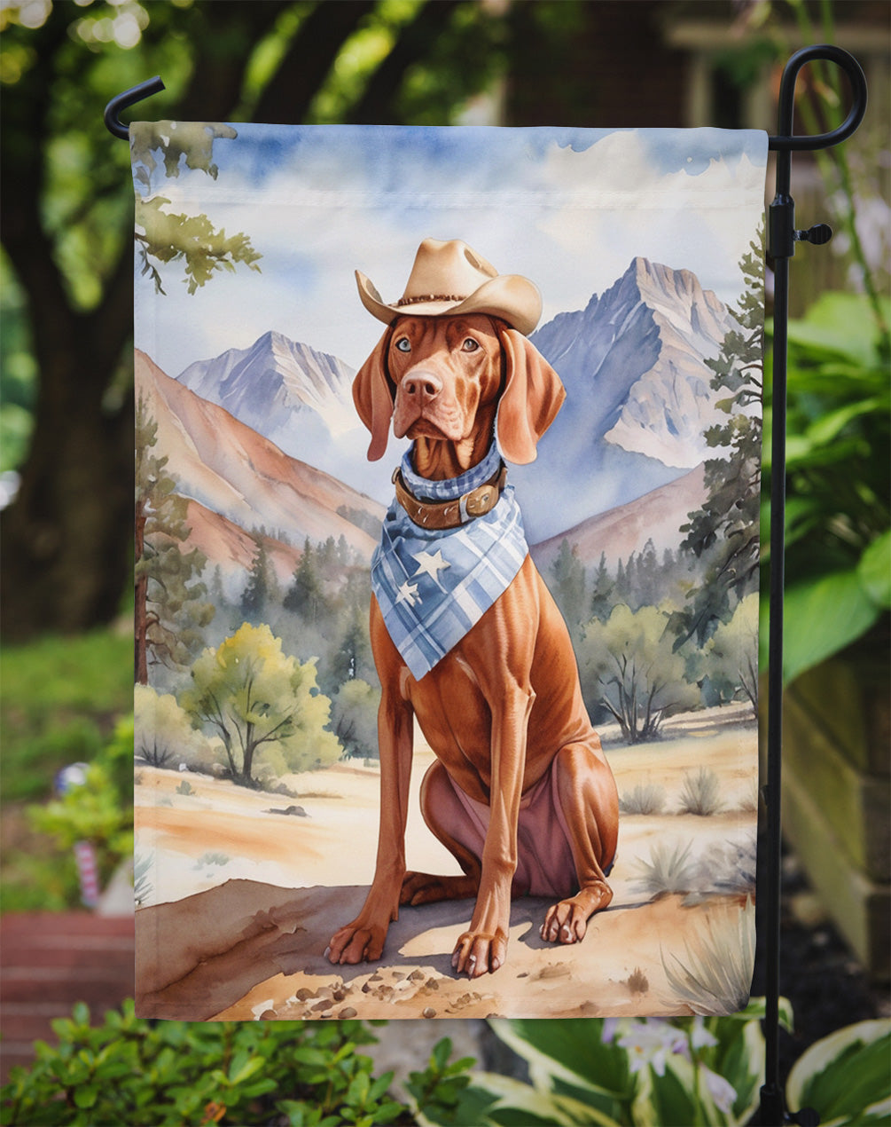Vizsla Cowboy Welcome Garden Flag Mailbox Decorative Yard Banner Outside Patio Artwork for Flower Beds, Garden Size, Multicolor