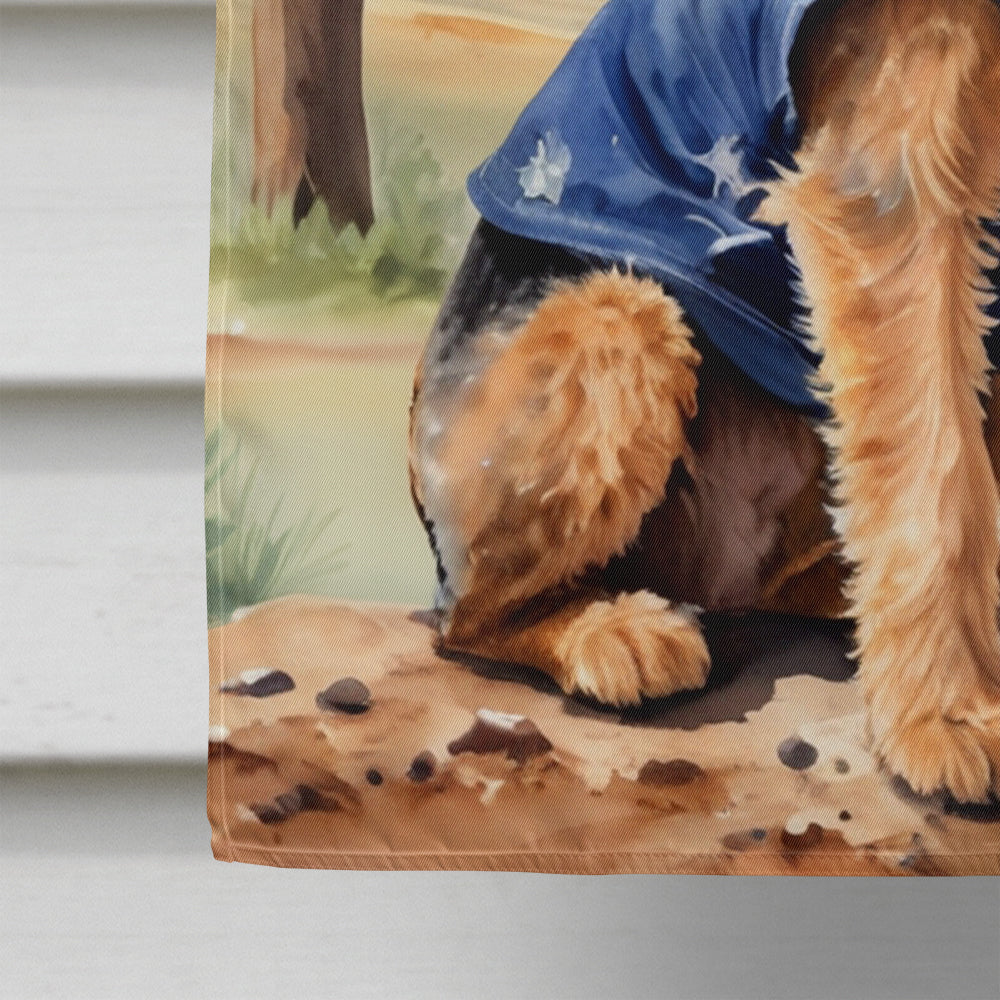 Welsh Terrier Cowboy Welcome House Flag 28x40 Porch Sleeve Pole Decorative Outside Yard Banner Artwork Wall Hanging, Polyester