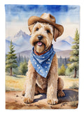 Wheaten Terrier Cowboy Welcome House Flag 28x40 Porch Sleeve Pole Decorative Outside Yard Banner Artwork Wall Hanging, Polyester