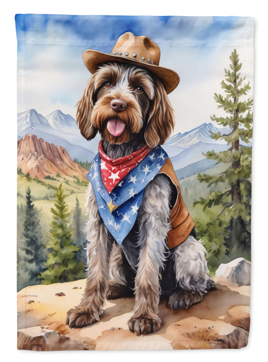 Wirehaired Pointing Griffon Cowboy Welcome Garden Flag Mailbox Decorative Yard Banner Outside Patio Artwork for Flower Beds, Garden Size, Multicolor