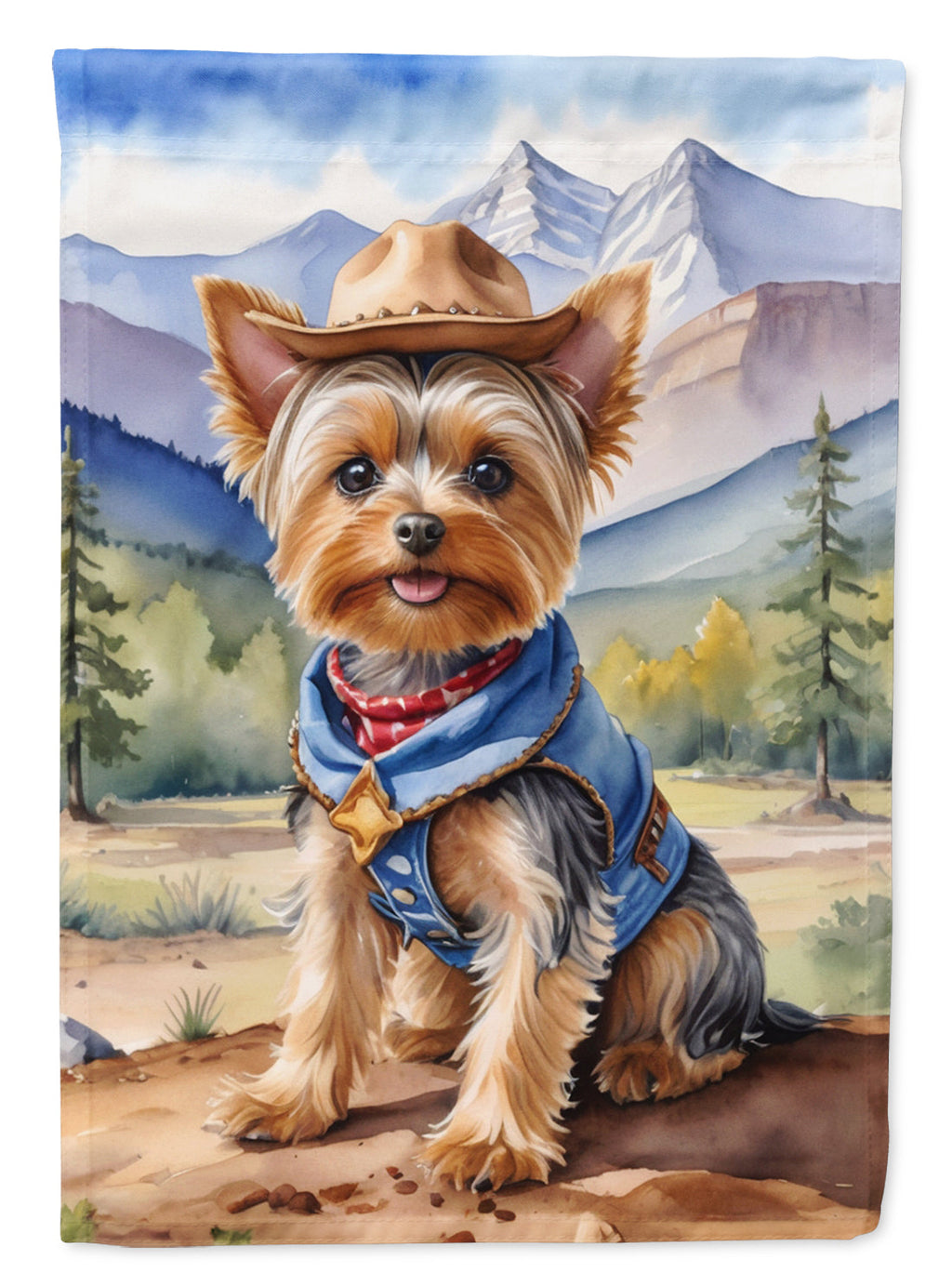 Yorkshire Terrier Yorkie Cowboy Welcome Garden Flag Mailbox Decorative Yard Banner Outside Patio Artwork for Flower Beds, Garden Size, Multicolor