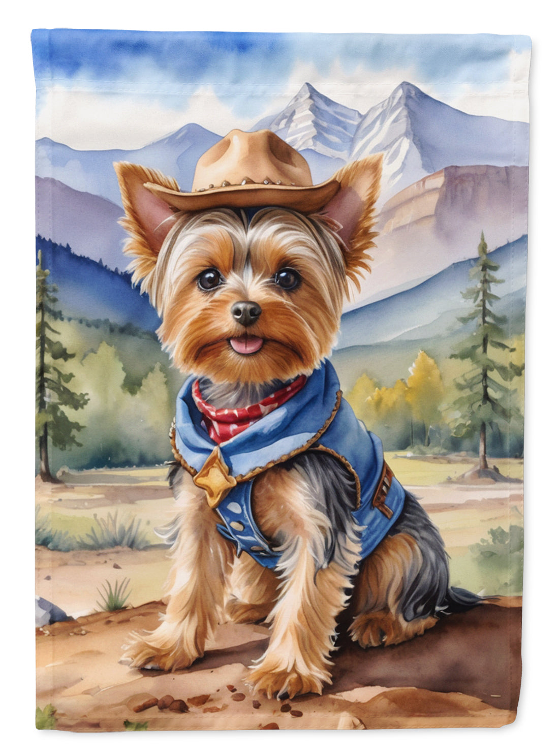 Yorkshire Terrier Yorkie Cowboy Welcome Garden Flag Mailbox Decorative Yard Banner Outside Patio Artwork for Flower Beds, Garden Size, Multicolor