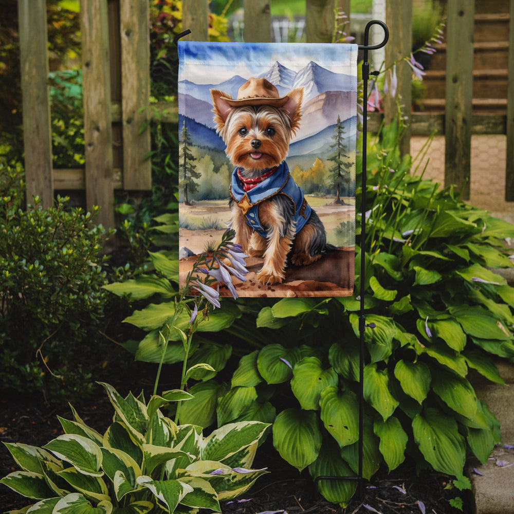 Yorkshire Terrier Yorkie Cowboy Welcome Garden Flag Mailbox Decorative Yard Banner Outside Patio Artwork for Flower Beds, Garden Size, Multicolor
