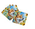 Akita in Sunflowers Foam Coasters Set of 4 Cup Coasters for Indoor Outdoor, Tabletop Protection, Anti Slip, Mouse pad Material