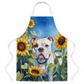 American Bulldog in Sunflowers Apron Cooking Kitchen Server Baking Crafts Gardening for Adult Women Men, Unisex, Large, Multicolor