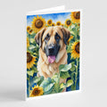 Anatolian Shepherd in Sunflowers Greeting Cards Pack of 8 Blank Cards with Envelopes Whimsical A7 Size 5x7