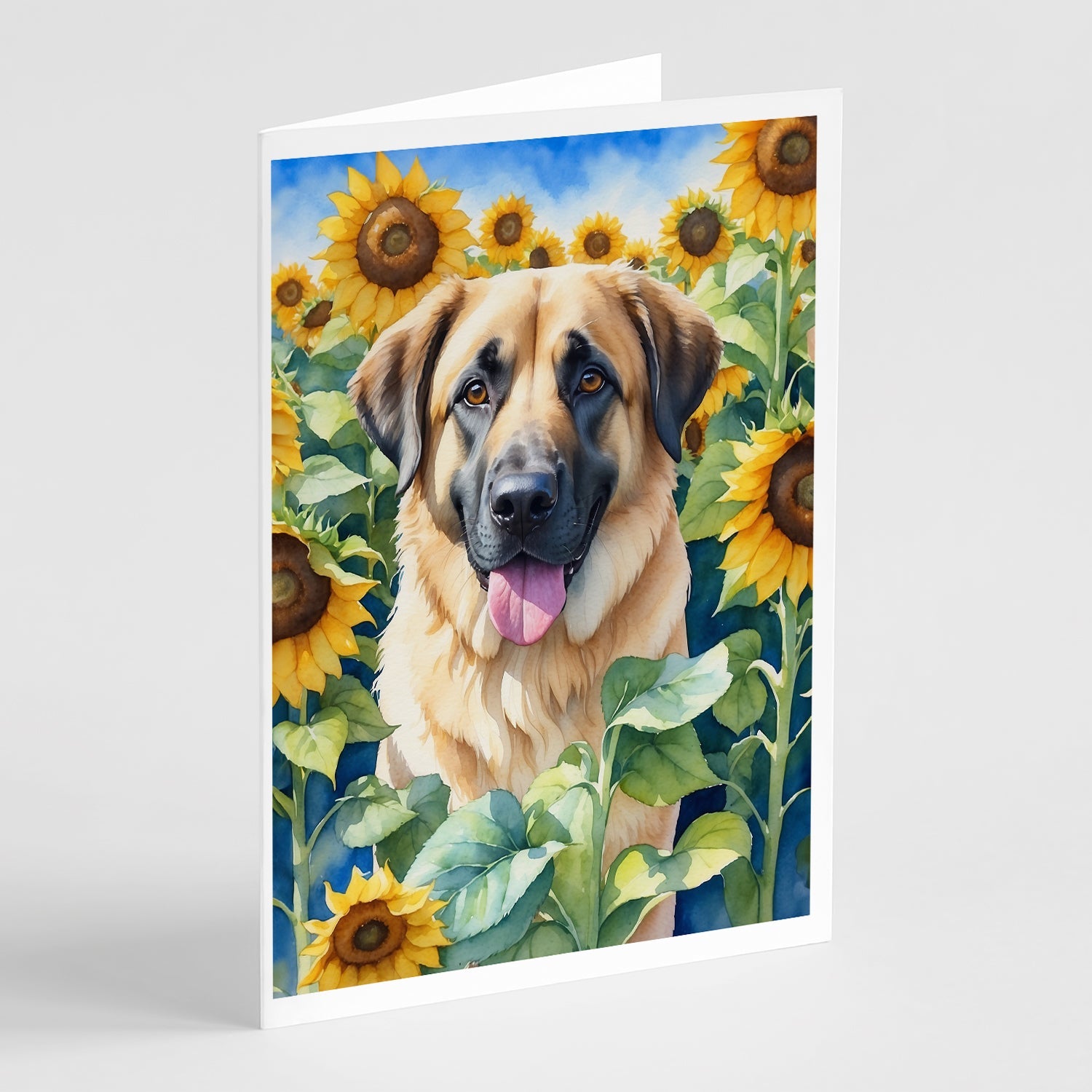 Anatolian Shepherd in Sunflowers Greeting Cards Pack of 8 Blank Cards with Envelopes Whimsical A7 Size 5x7