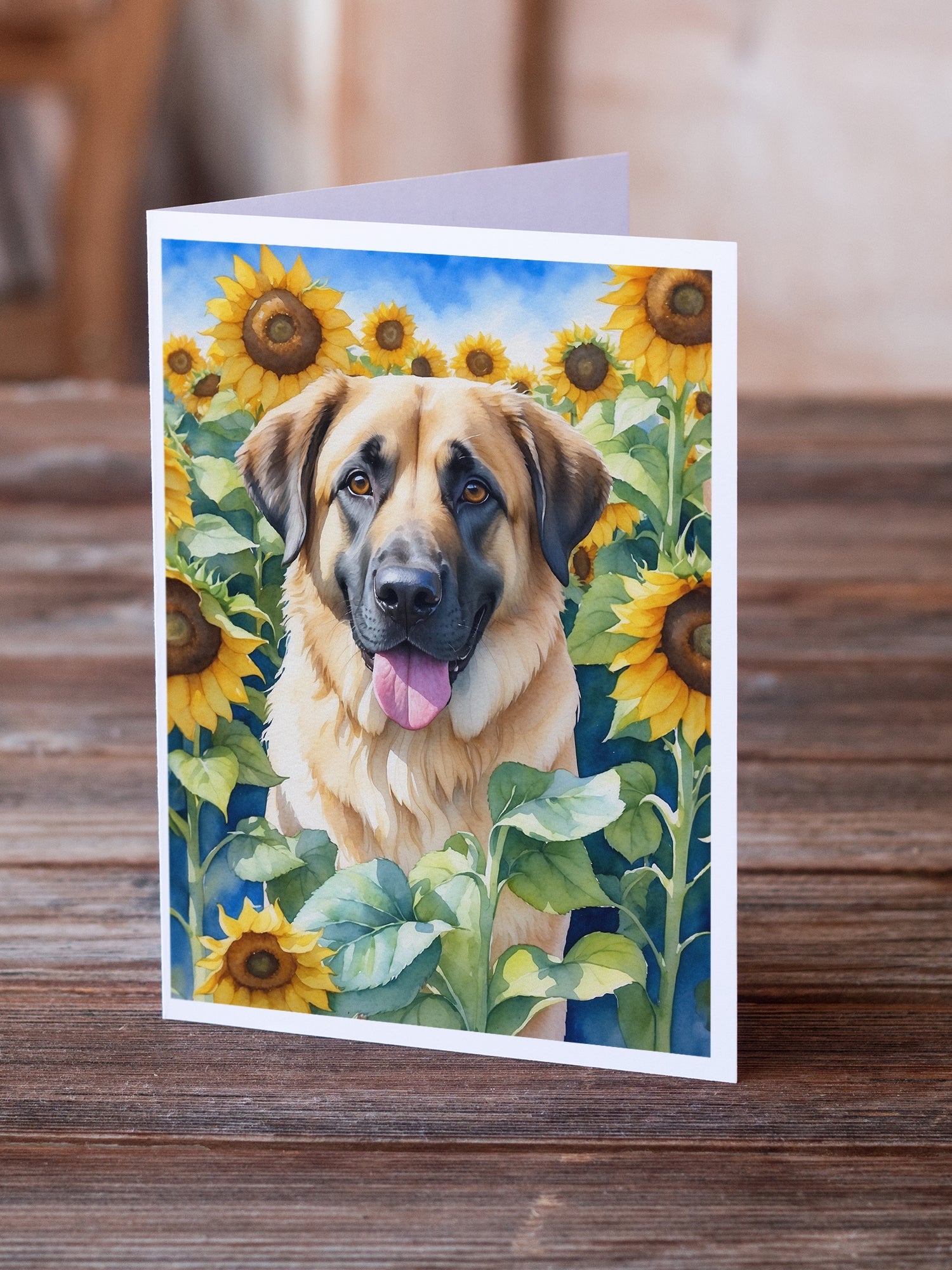 Anatolian Shepherd in Sunflowers Greeting Cards Pack of 8 Blank Cards with Envelopes Whimsical A7 Size 5x7