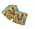 Belgian Tervuren in Sunflowers Foam Coasters Set of 4 Cup Coasters for Indoor Outdoor, Tabletop Protection, Anti Slip, Mouse pad Material