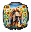 Bloodhound in Sunflowers Compact Mirror Decorative Travel Makeup Mirror for Women Girls Gifts Pocket Makeup Mirror Folding Handheld