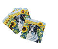 Borzoi in Sunflowers Foam Coasters Set of 4 Cup Coasters for Indoor Outdoor, Tabletop Protection, Anti Slip, Mouse pad Material
