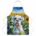 Boxer in Sunflowers Apron Cooking Kitchen Server Baking Crafts Gardening for Adult Women Men, Unisex, Large, Multicolor