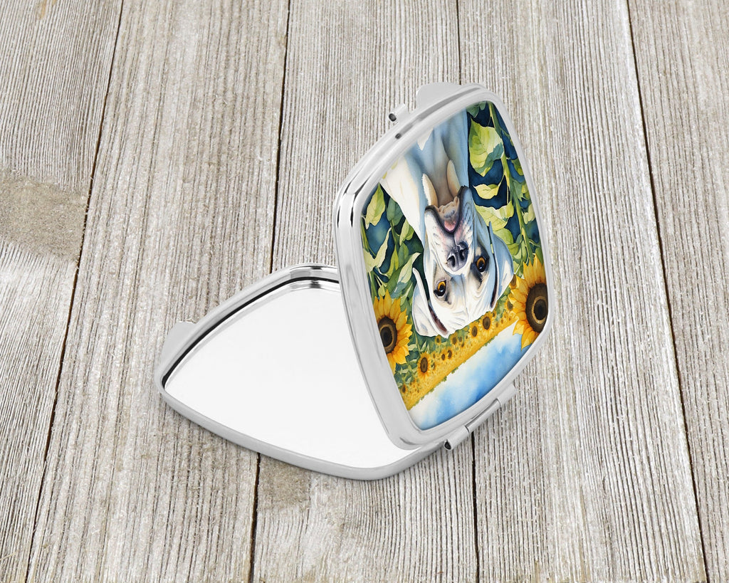 Boxer in Sunflowers Compact Mirror Decorative Travel Makeup Mirror for Women Girls Gifts Pocket Makeup Mirror Folding Handheld