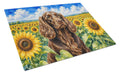Boykin Spaniel in Sunflowers Cutting Board Tempered Glass Kitchen Cutting Surface, Heat Resistant Chopping Board with Non-Slip Feet, Decorative Food Prep & Serving