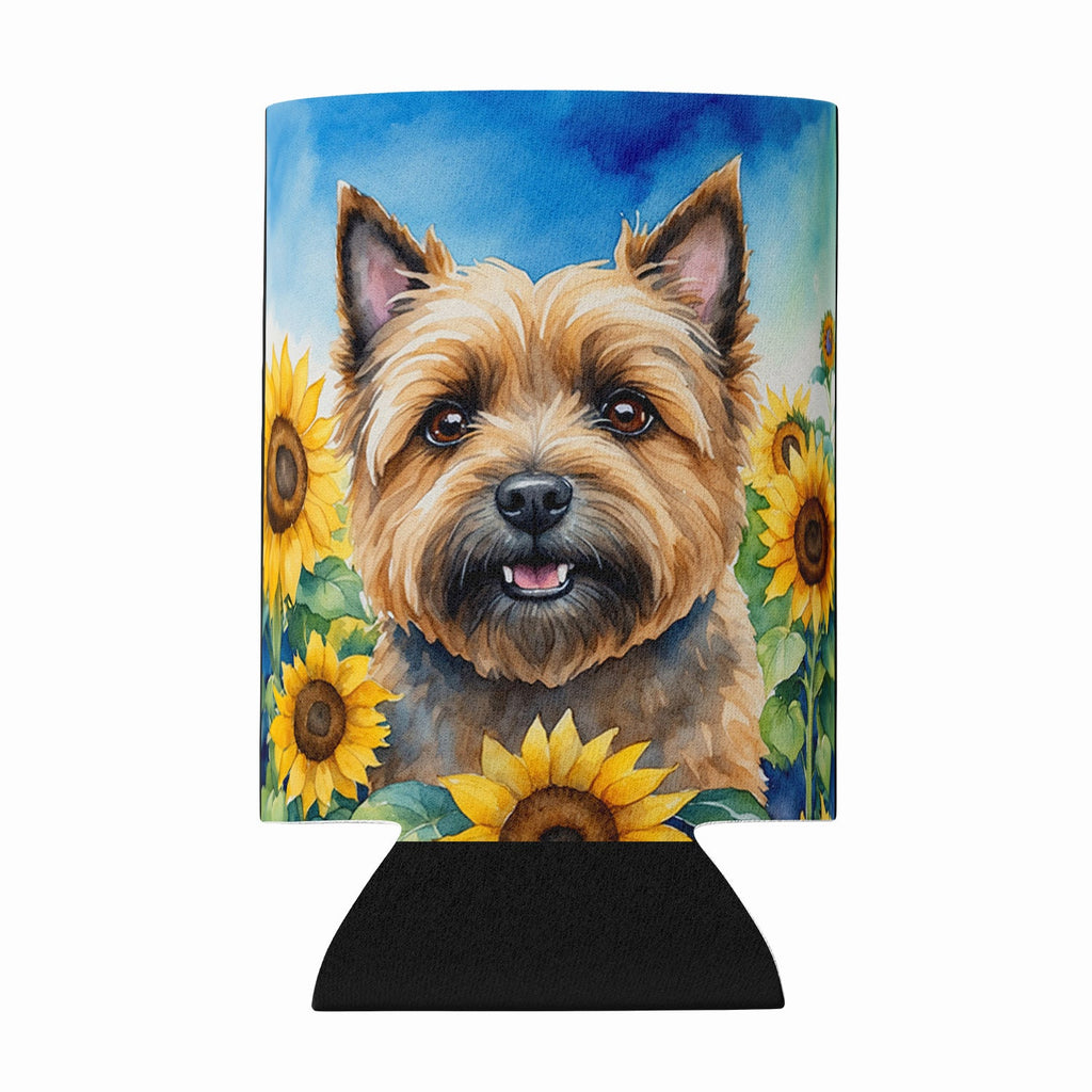 Cairn Terrier in Sunflowers Can or Bottle Hugger Cooler Sleeve for Standard 12 oz Cans, Insulated Foam Beer & Soda Can Hugger Reusable