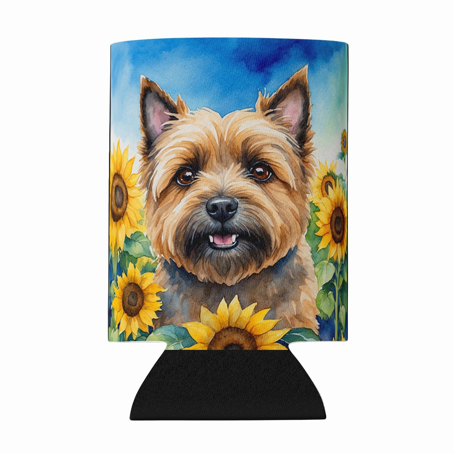 Cairn Terrier in Sunflowers Can or Bottle Hugger Cooler Sleeve for Standard 12 oz Cans, Insulated Foam Beer & Soda Can Hugger Reusable