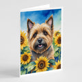 Cairn Terrier in Sunflowers Greeting Cards Pack of 8 Blank Cards with Envelopes Whimsical A7 Size 5x7
