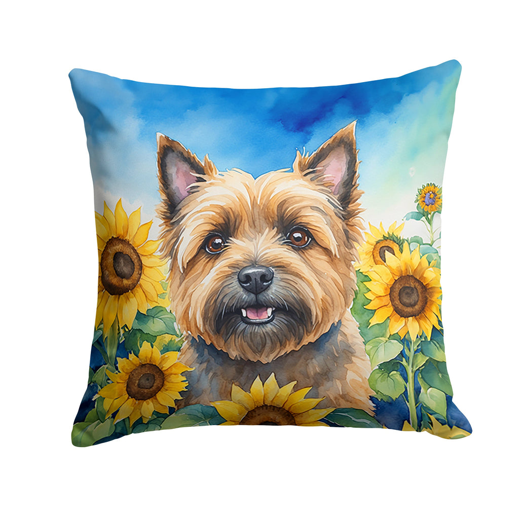 Cairn Terrier in Sunflowers Decorative Throw Pillow 18x18 Indoor Outdoor Accent Cushion, Fabric Cover with Insert for Sofa, Bed, Porch & Living Room
