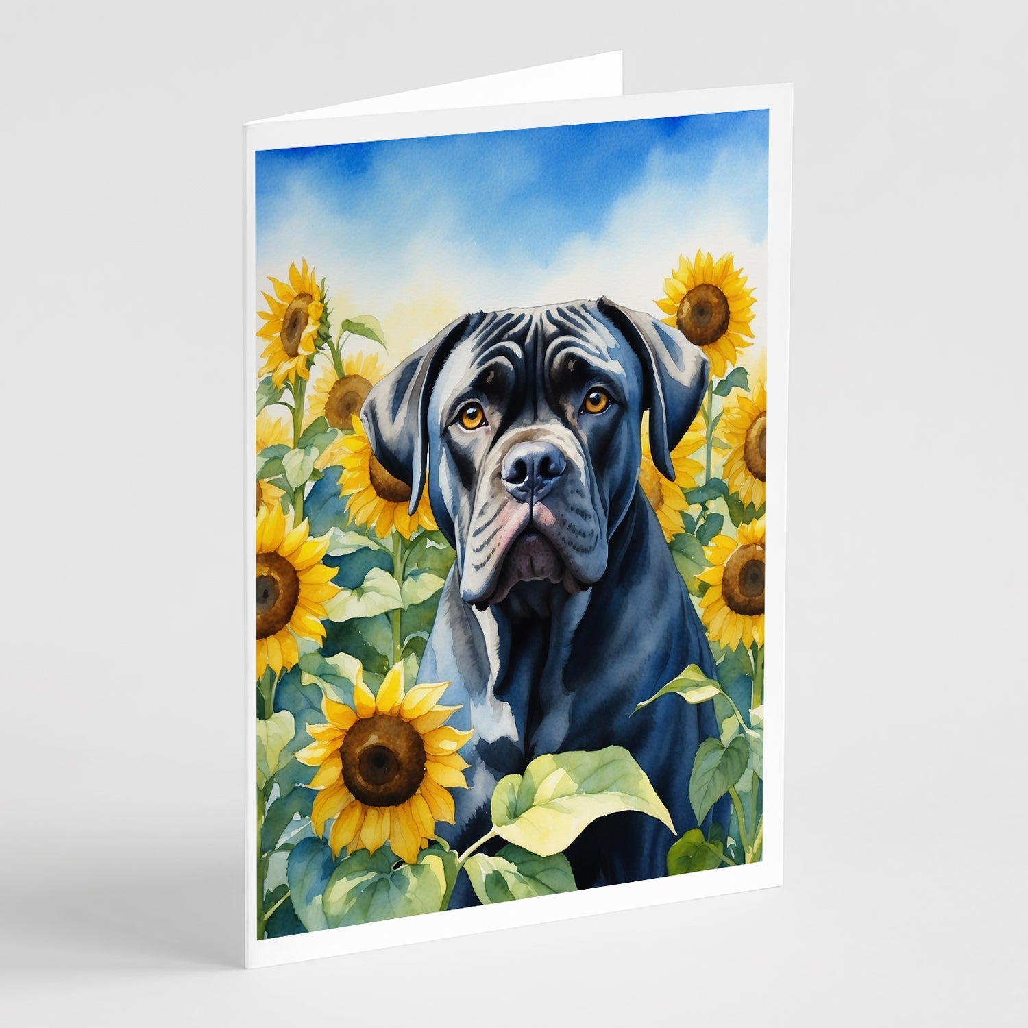 Cane Corso in Sunflowers Greeting Cards Pack of 8 Blank Cards with Envelopes Whimsical A7 Size 5x7