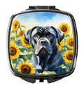 Cane Corso in Sunflowers Compact Mirror Decorative Travel Makeup Mirror for Women Girls Gifts Pocket Makeup Mirror Folding Handheld