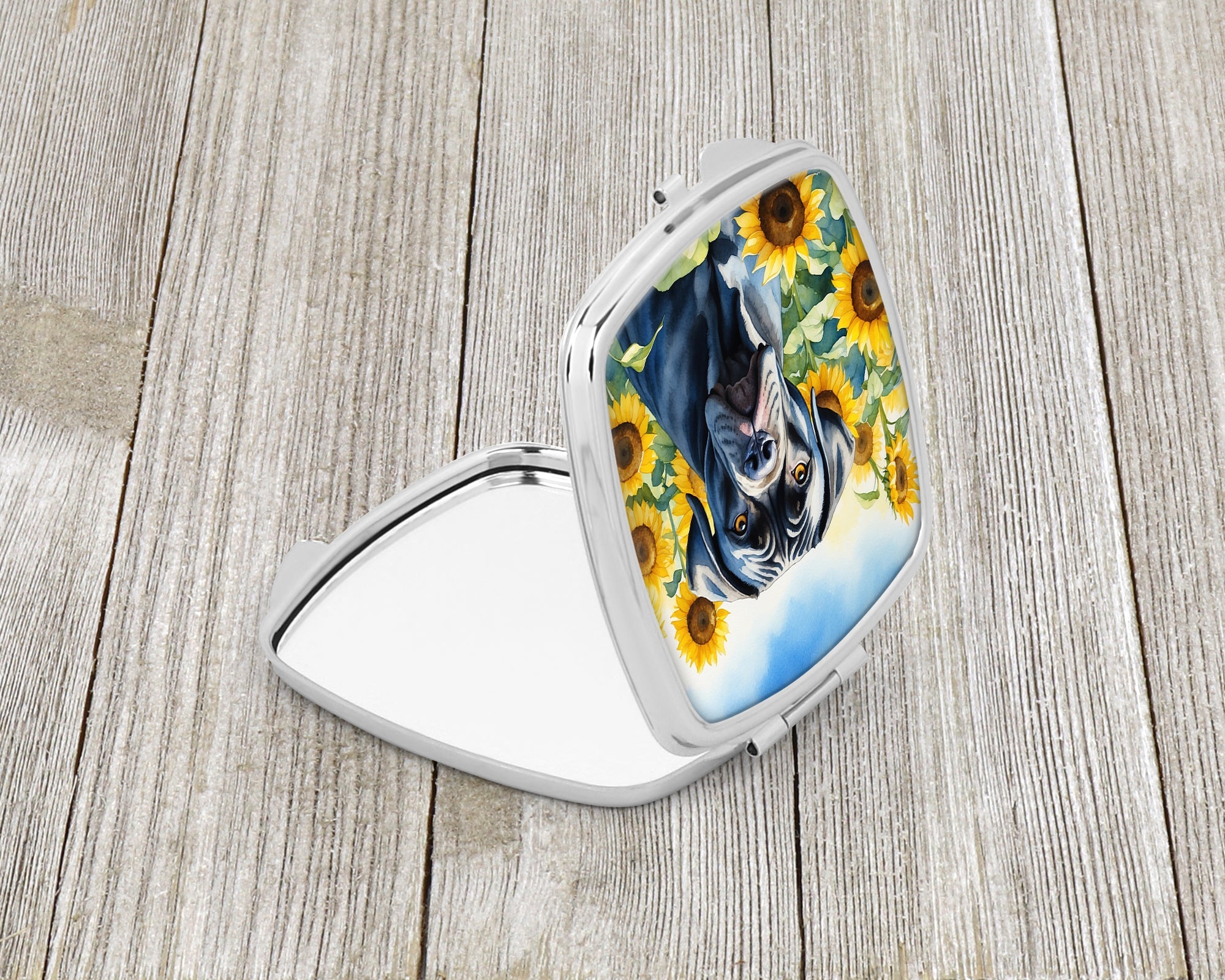 Cane Corso in Sunflowers Compact Mirror Decorative Travel Makeup Mirror for Women Girls Gifts Pocket Makeup Mirror Folding Handheld