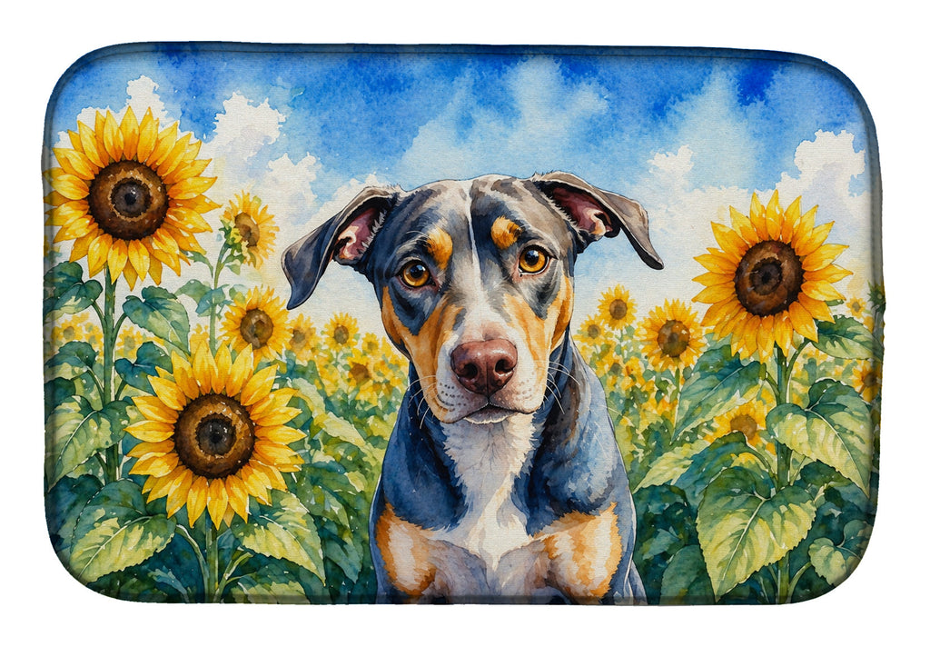 Catahoula in Sunflowers Dish Drying Mat Absorbent Dish Drying Mat Pad for Kitchen Counter Dish Drainer Mat for Countertop, 14 x 21", Multicolor