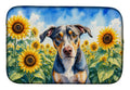 Catahoula in Sunflowers Dish Drying Mat Absorbent Dish Drying Mat Pad for Kitchen Counter Dish Drainer Mat for Countertop, 14 x 21", Multicolor