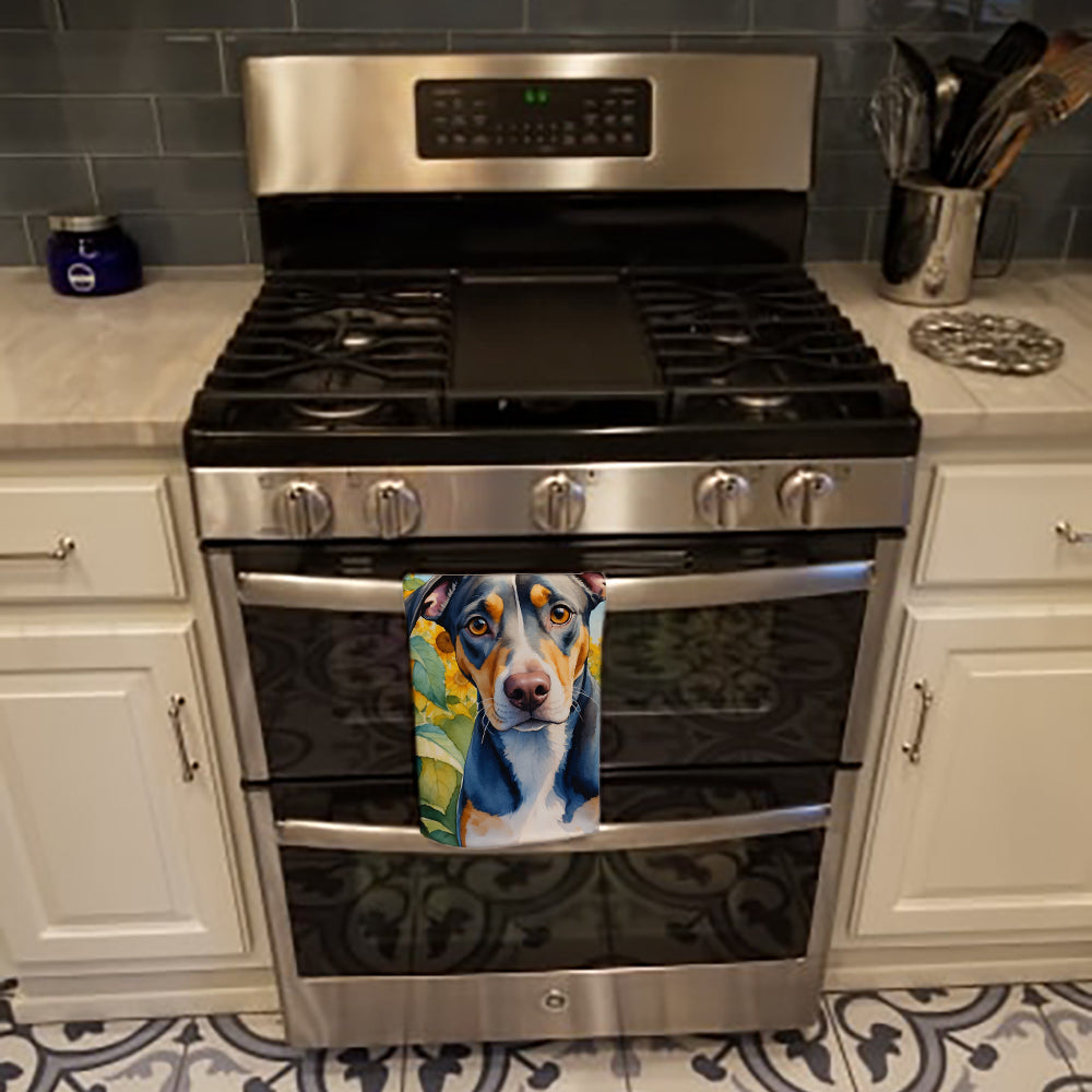 Catahoula in Sunflowers Kitchen Towel Velour Plush Front and Cotton Loop Back Machine Washable
