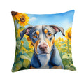 Catahoula in Sunflowers Decorative Throw Pillow 18x18 Indoor Outdoor Accent Cushion, Fabric Cover with Insert for Sofa, Bed, Porch & Living Room