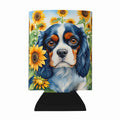 Cavalier Spaniel in Sunflowers Can or Bottle Hugger Cooler Sleeve for Standard 12 oz Cans, Insulated Foam Beer & Soda Can Hugger Reusable