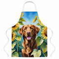 Chesapeake Bay Retriever in Sunflowers Apron Cooking Kitchen Server Baking Crafts Gardening for Adult Women Men, Unisex, Large, Multicolor