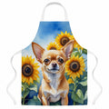 Chihuahua in Sunflowers Apron Cooking Kitchen Server Baking Crafts Gardening for Adult Women Men, Unisex, Large, Multicolor
