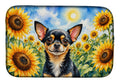 Chihuahua in Sunflowers Dish Drying Mat Absorbent Dish Drying Mat Pad for Kitchen Counter Dish Drainer Mat for Countertop, 14 x 21", Multicolor