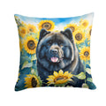 Chow Chow in Sunflowers Decorative Throw Pillow 14x14 Indoor Outdoor Accent Cushion, Fabric Cover with Insert for Sofa, Bed, Porch & Living Room