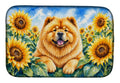 Chow Chow in Sunflowers Dish Drying Mat Absorbent Dish Drying Mat Pad for Kitchen Counter Dish Drainer Mat for Countertop, 14 x 21", Multicolor
