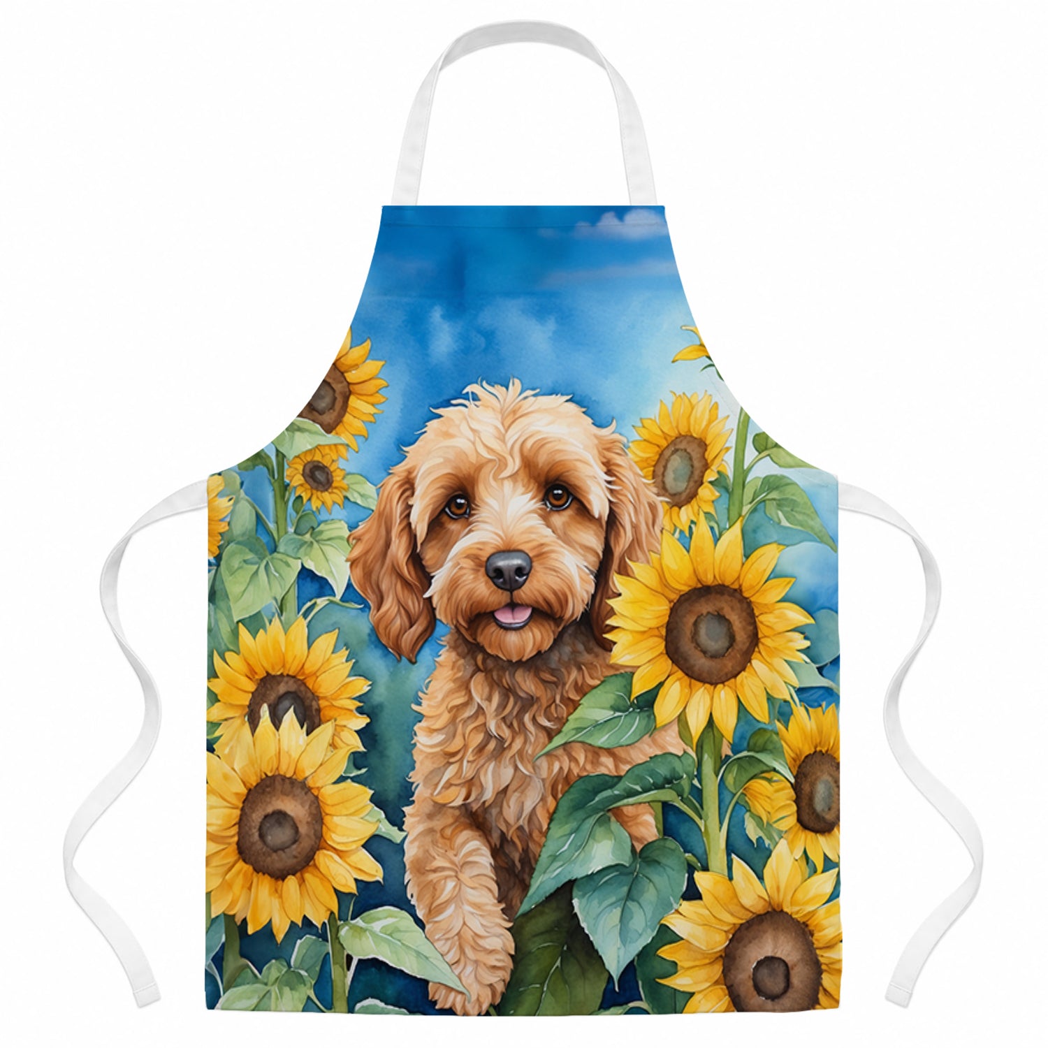 Cockapoo in Sunflowers Apron Cooking Kitchen Server Baking Crafts Gardening for Adult Women Men, Unisex, Large, Multicolor
