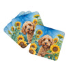 Cockapoo in Sunflowers Foam Coasters Set of 4 Cup Coasters for Indoor Outdoor, Tabletop Protection, Anti Slip, Mouse pad Material