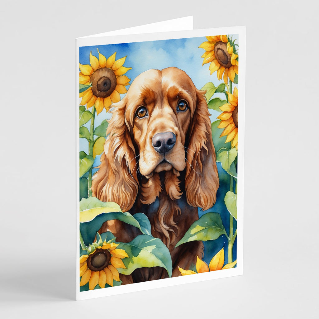 Cocker Spaniel in Sunflowers Greeting Cards Pack of 8 Blank Cards with Envelopes Whimsical A7 Size 5x7