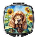 Cocker Spaniel in Sunflowers Compact Mirror Decorative Travel Makeup Mirror for Women Girls Gifts Pocket Makeup Mirror Folding Handheld