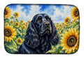 Cocker Spaniel in Sunflowers Dish Drying Mat Absorbent Dish Drying Mat Pad for Kitchen Counter Dish Drainer Mat for Countertop, 14 x 21", Multicolor