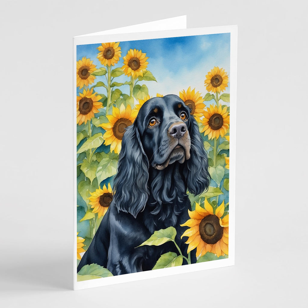 Cocker Spaniel in Sunflowers Greeting Cards Pack of 8 Blank Cards with Envelopes Whimsical A7 Size 5x7