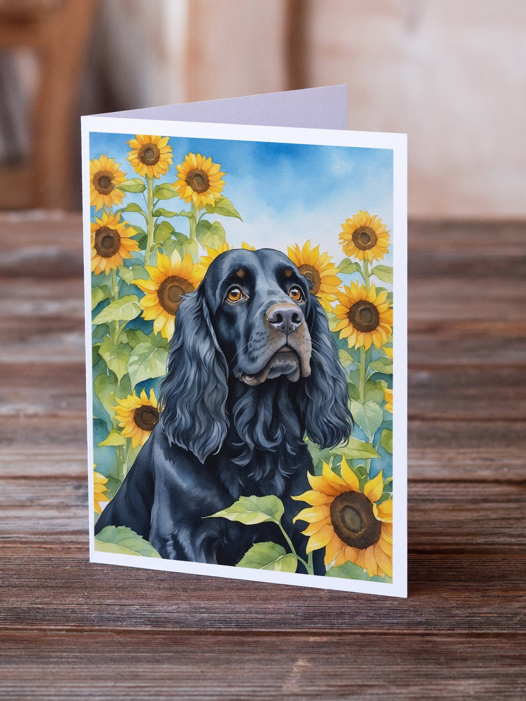Cocker Spaniel in Sunflowers Greeting Cards Pack of 8 Blank Cards with Envelopes Whimsical A7 Size 5x7