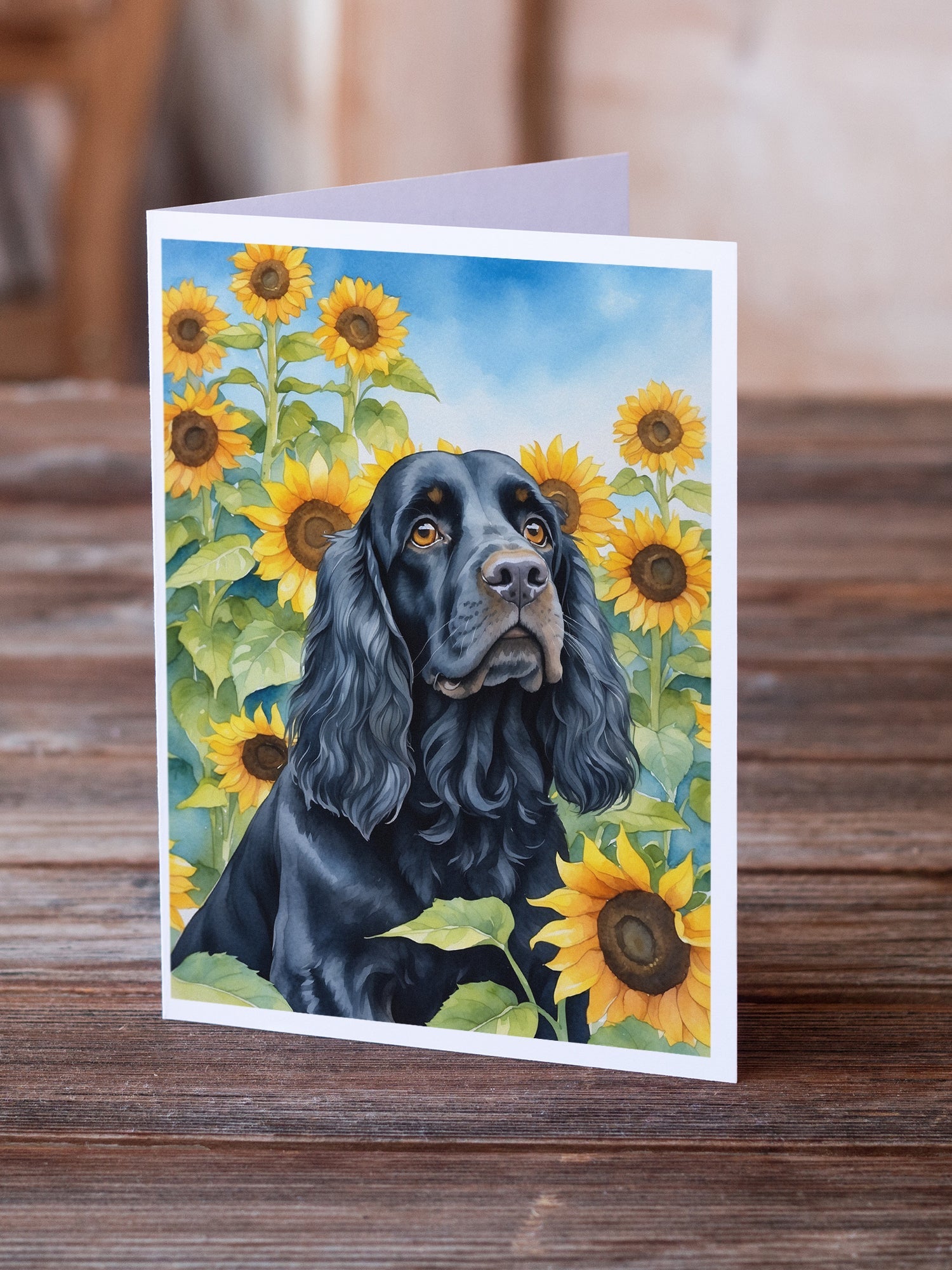 Cocker Spaniel in Sunflowers Greeting Cards Pack of 8 Blank Cards with Envelopes Whimsical A7 Size 5x7