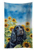 Cocker Spaniel in Sunflowers Kitchen Towel Velour Plush Front and Cotton Loop Back Machine Washable