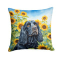 Cocker Spaniel in Sunflowers Decorative Throw Pillow 18x18 Indoor Outdoor Accent Cushion, Fabric Cover with Insert for Sofa, Bed, Porch & Living Room