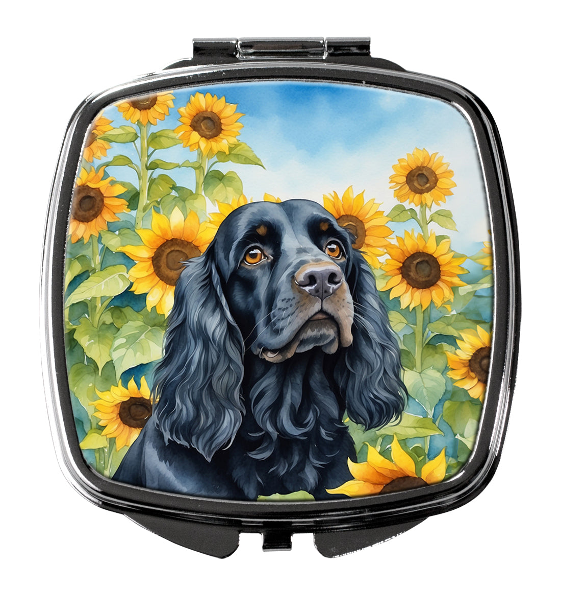 Cocker Spaniel in Sunflowers Compact Mirror Decorative Travel Makeup Mirror for Women Girls Gifts Pocket Makeup Mirror Folding Handheld