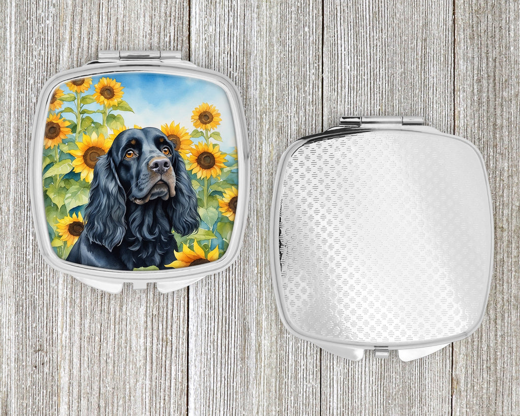 Cocker Spaniel in Sunflowers Compact Mirror Decorative Travel Makeup Mirror for Women Girls Gifts Pocket Makeup Mirror Folding Handheld