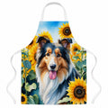 Collie in Sunflowers Apron Cooking Kitchen Server Baking Crafts Gardening for Adult Women Men, Unisex, Large, Multicolor