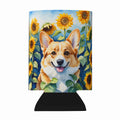 Corgi in Sunflowers Can or Bottle Hugger Cooler Sleeve for Standard 12 oz Cans, Insulated Foam Beer & Soda Can Hugger Reusable