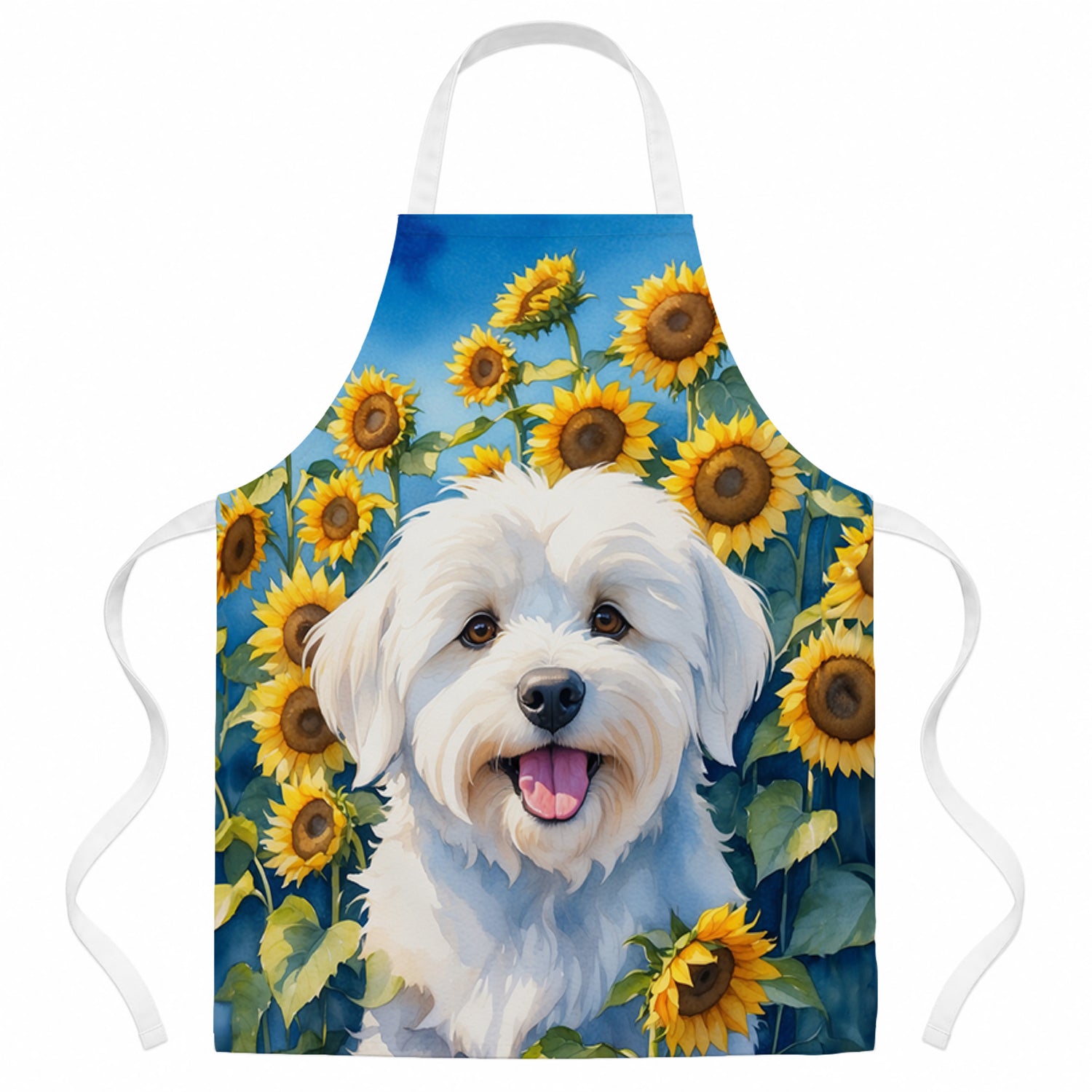 Coton de Tulear in Sunflowers Apron Cooking Kitchen Server Baking Crafts Gardening for Adult Women Men, Unisex, Large, Multicolor